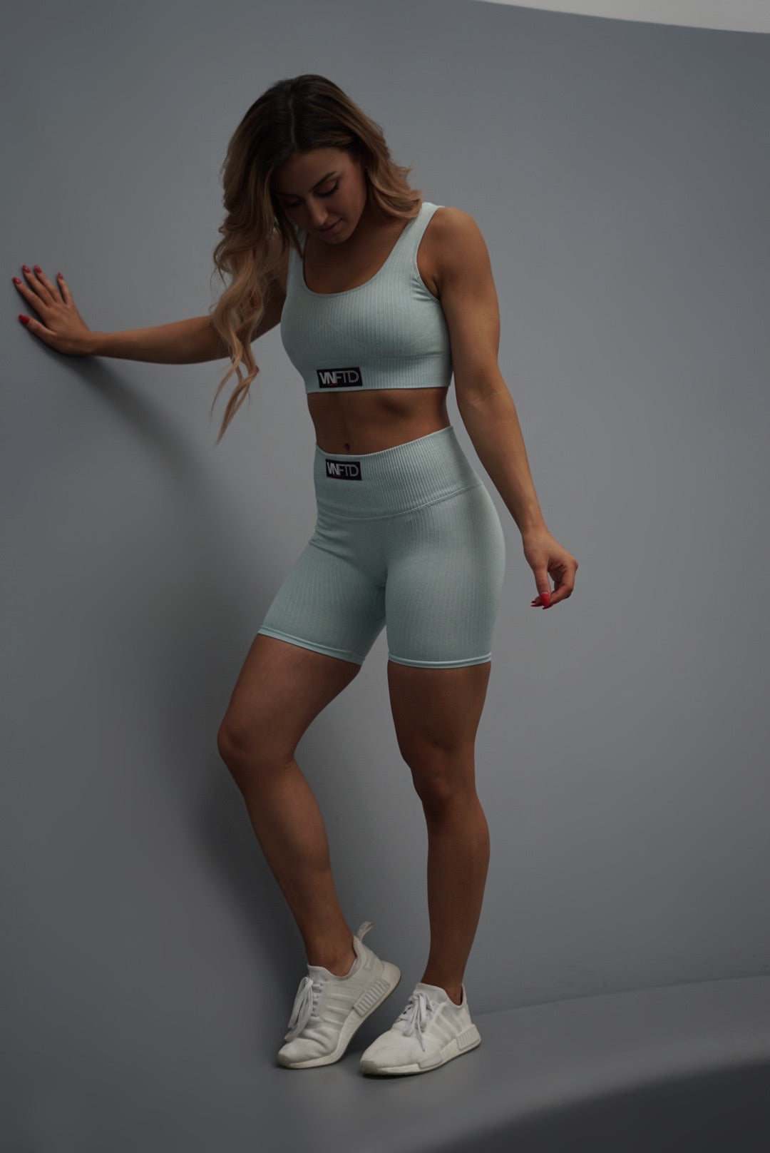 RIBBED DRVN BIKE SHORTS CELESTE