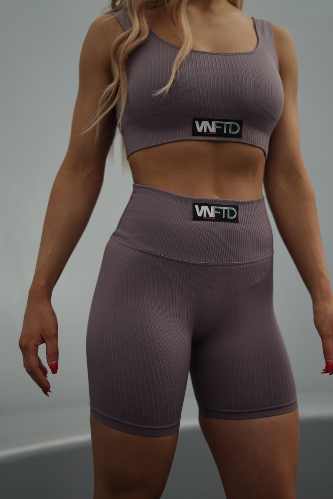 RIBBED DRVN BIKE SHORTS MAUVE