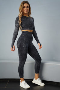 STORM SEAMLESS LONGSLEEVE TOP ACID WASHED CHARCOAL